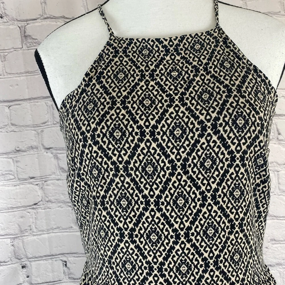 Maurice’s Boho Cream & Black Mini Dress Geometric Medium Aztec Print Summer